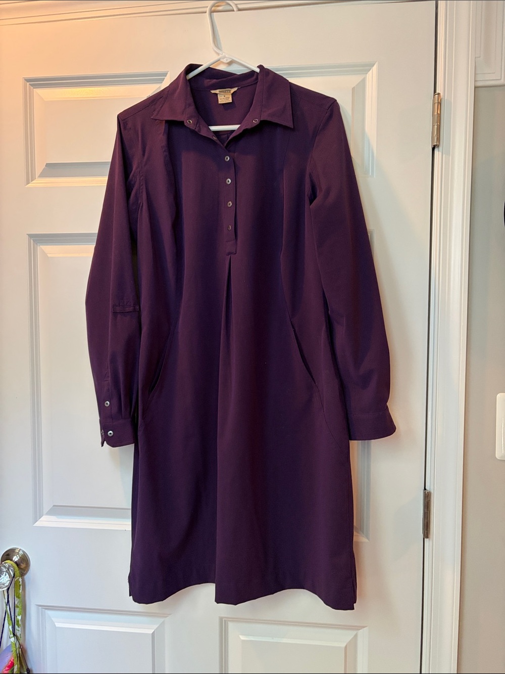 Duluth Trading Co Deep Purple Long-Sleeve Shirt Dress